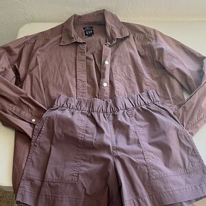GAP Women's Dusty Purple Matching Cargo Shorts and Big Shirt XXS